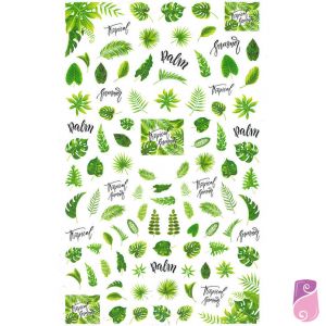 Sticker - Autocolantes para unhas de folhas verdes 12x7cm